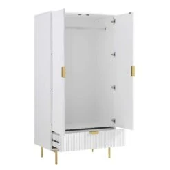 Richmond Ridged Double Wardrobe With Drawer, Matte White -Daals BSD 122 WHITE WB3