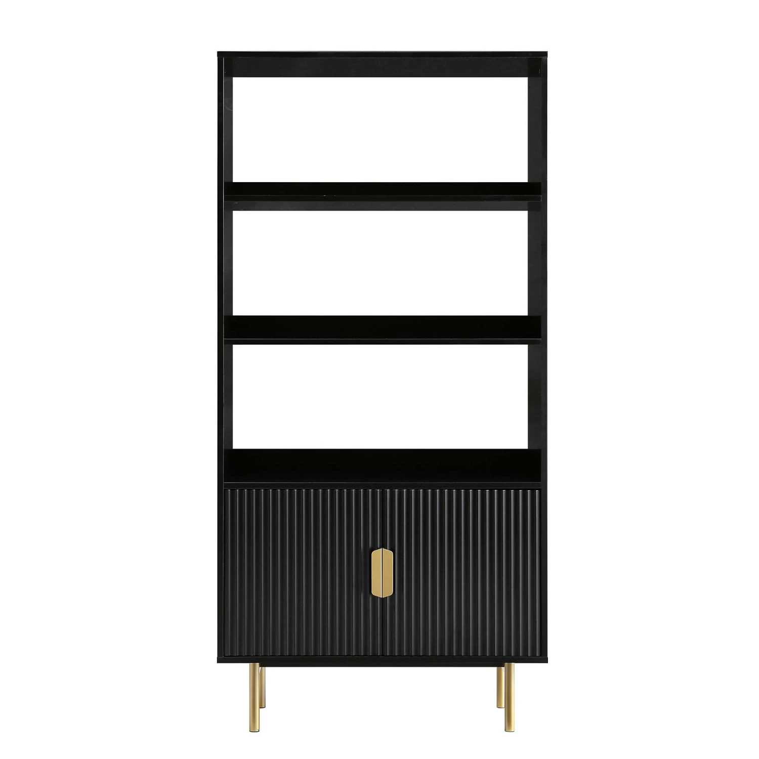 Richmond Ridged Tall Bookcase With Doors, Matte Black 4 Richmond Ridged Tall Bookcase With Doors, Matte Black - Image 4