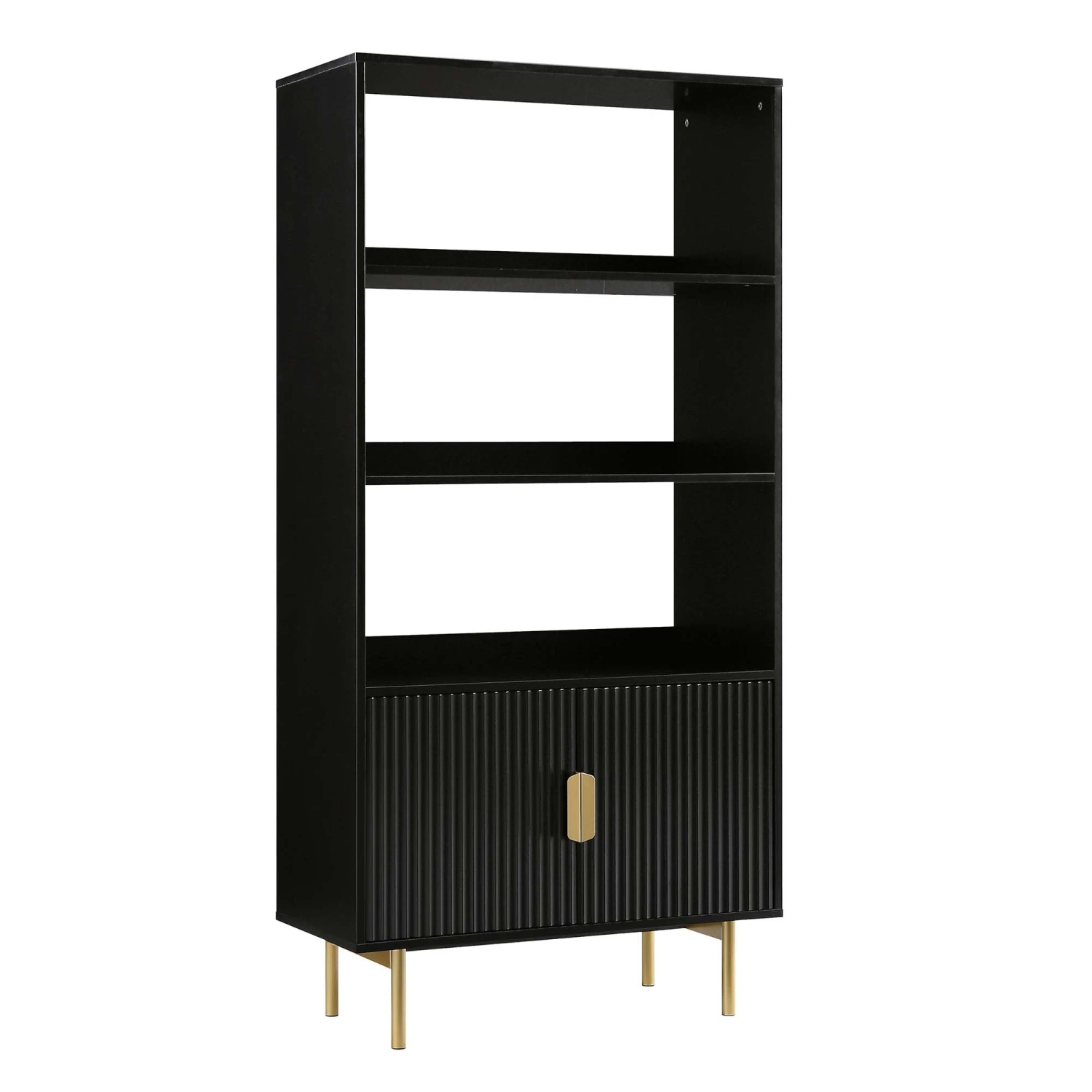 Richmond Ridged Tall Bookcase With Doors, Matte Black 5 Richmond Ridged Tall Bookcase With Doors, Matte Black - Image 5