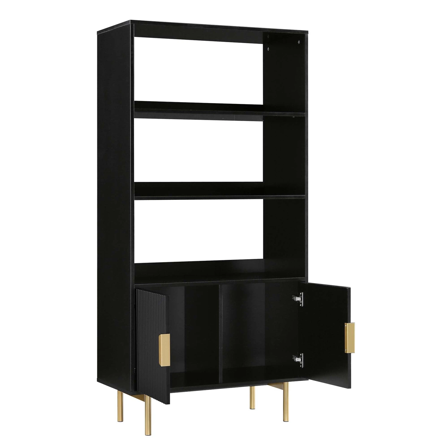 Richmond Ridged Tall Bookcase With Doors, Matte Black 7 Richmond Ridged Tall Bookcase With Doors, Matte Black - Image 7