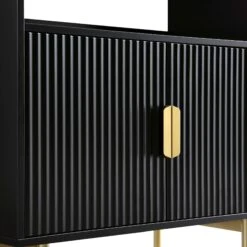 Richmond Ridged Tall Bookcase With Doors, Matte Black 22 Richmond Ridged Tall Bookcase With Doors, Matte Black -Daals BSD 124 BLACK detail1