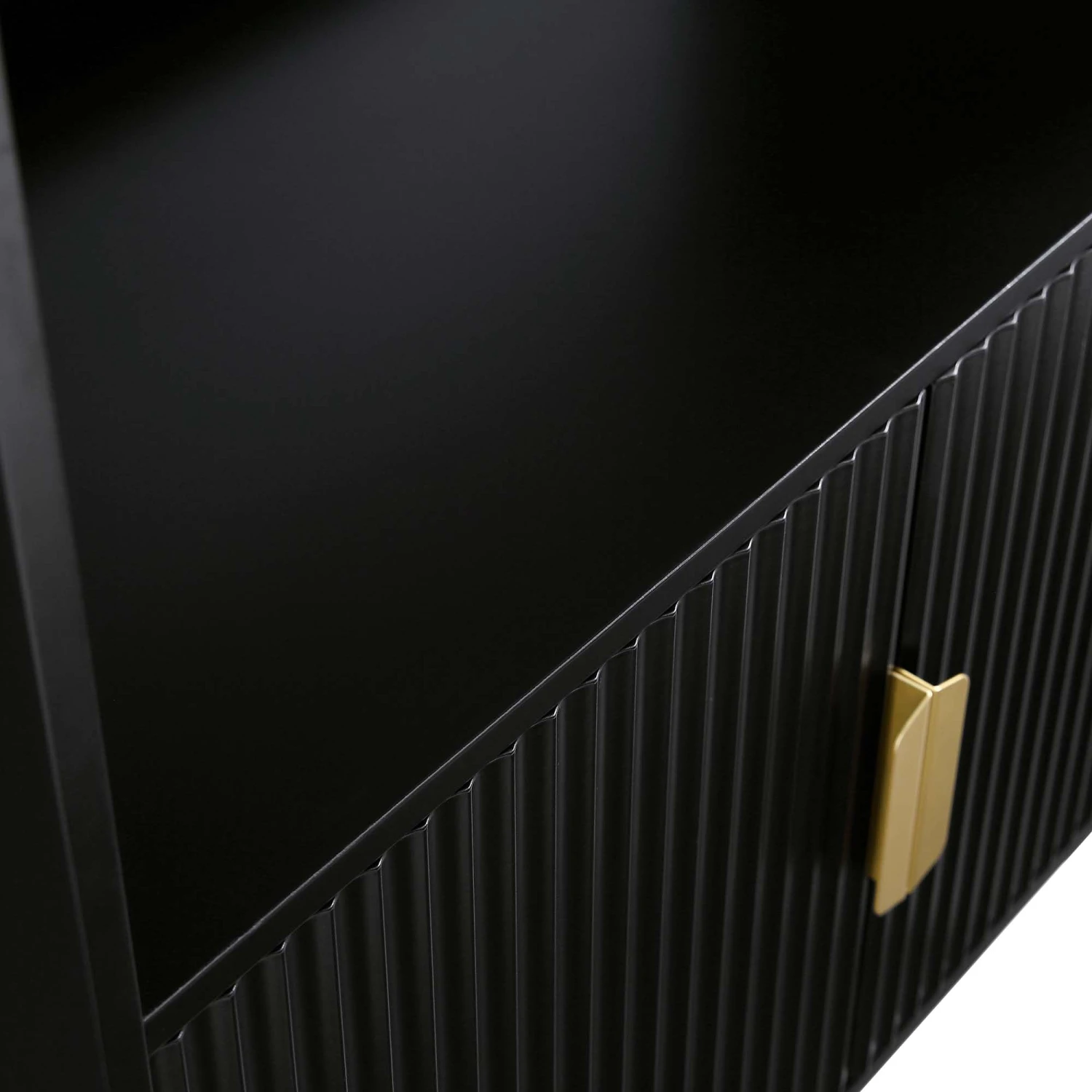 Richmond Ridged Tall Bookcase With Doors, Matte Black 11 Richmond Ridged Tall Bookcase With Doors, Matte Black - Image 11