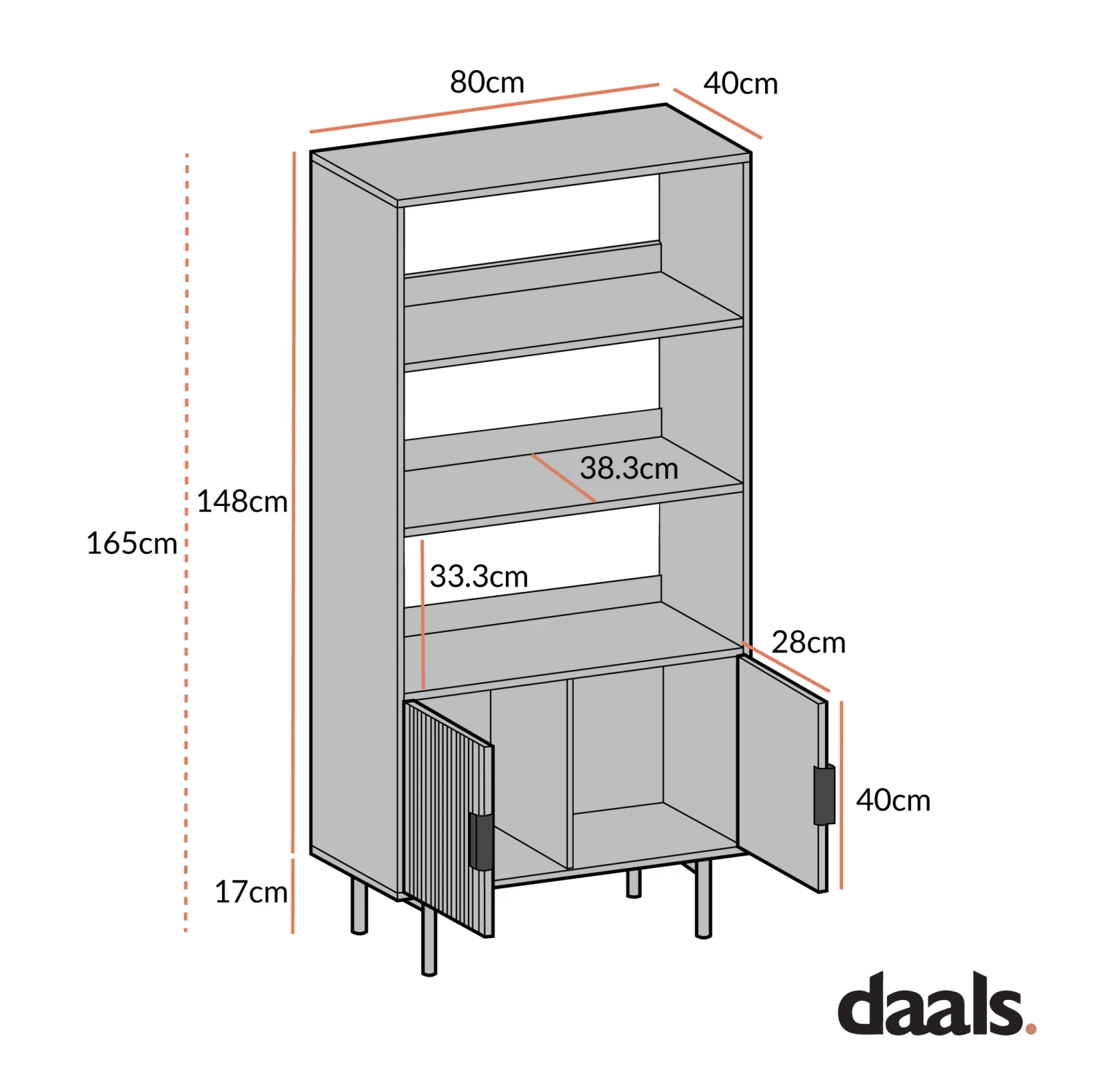 Richmond Ridged Tall Bookcase With Doors, Matte White 6 Richmond Ridged Tall Bookcase With Doors, Matte White - Image 6