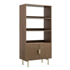 Richmond Ridged Tall Bookcase With Doors, Dark Ash 23 Richmond Ridged Tall Bookcase With Doors, Dark Ash -Daals BSD 124 DARKWOOD WB2