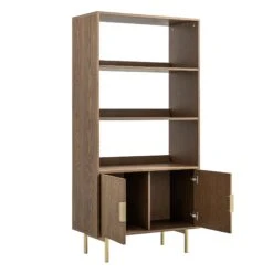 Richmond Ridged Tall Bookcase With Doors, Dark Ash 25 Richmond Ridged Tall Bookcase With Doors, Dark Ash -Daals BSD 124 DARKWOOD WB3