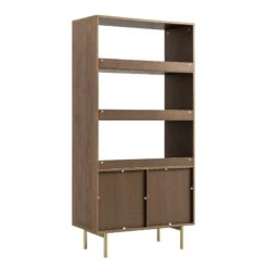 Richmond Ridged Tall Bookcase With Doors, Dark Ash 27 Richmond Ridged Tall Bookcase With Doors, Dark Ash -Daals BSD 124 DARKWOOD WB5