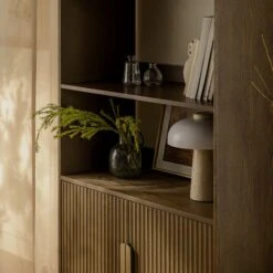 Richmond Ridged Tall Bookcase With Doors, Dark Ash 19 Richmond Ridged Tall Bookcase With Doors, Dark Ash -Daals BSD 124 DARKWOOD scene4