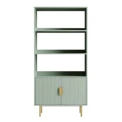 Richmond Ridged Tall Bookcase With Doors, Matte Sage Green 16 Richmond Ridged Tall Bookcase With Doors, Matte Sage Green -Daals BSD 124 SAGE WB1