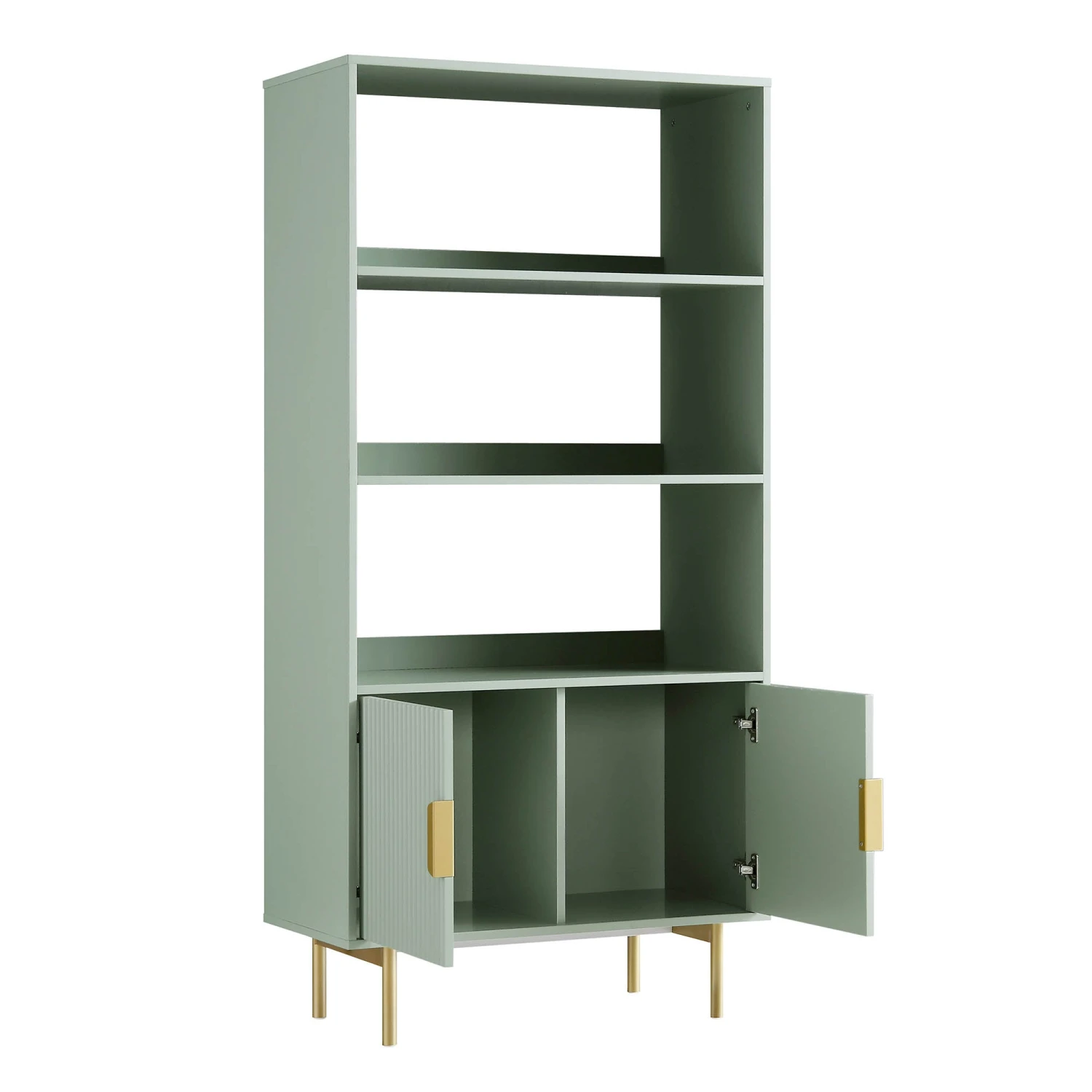 Richmond Ridged Tall Bookcase With Doors, Matte Sage Green 7 Richmond Ridged Tall Bookcase With Doors, Matte Sage Green - Image 7