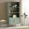 Richmond Ridged Tall Bookcase With Doors, Matte Sage Green