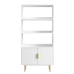 Richmond Ridged Tall Bookcase With Doors, Matte White 16 Richmond Ridged Tall Bookcase With Doors, Matte White -Daals BSD 124 WHITE WB1