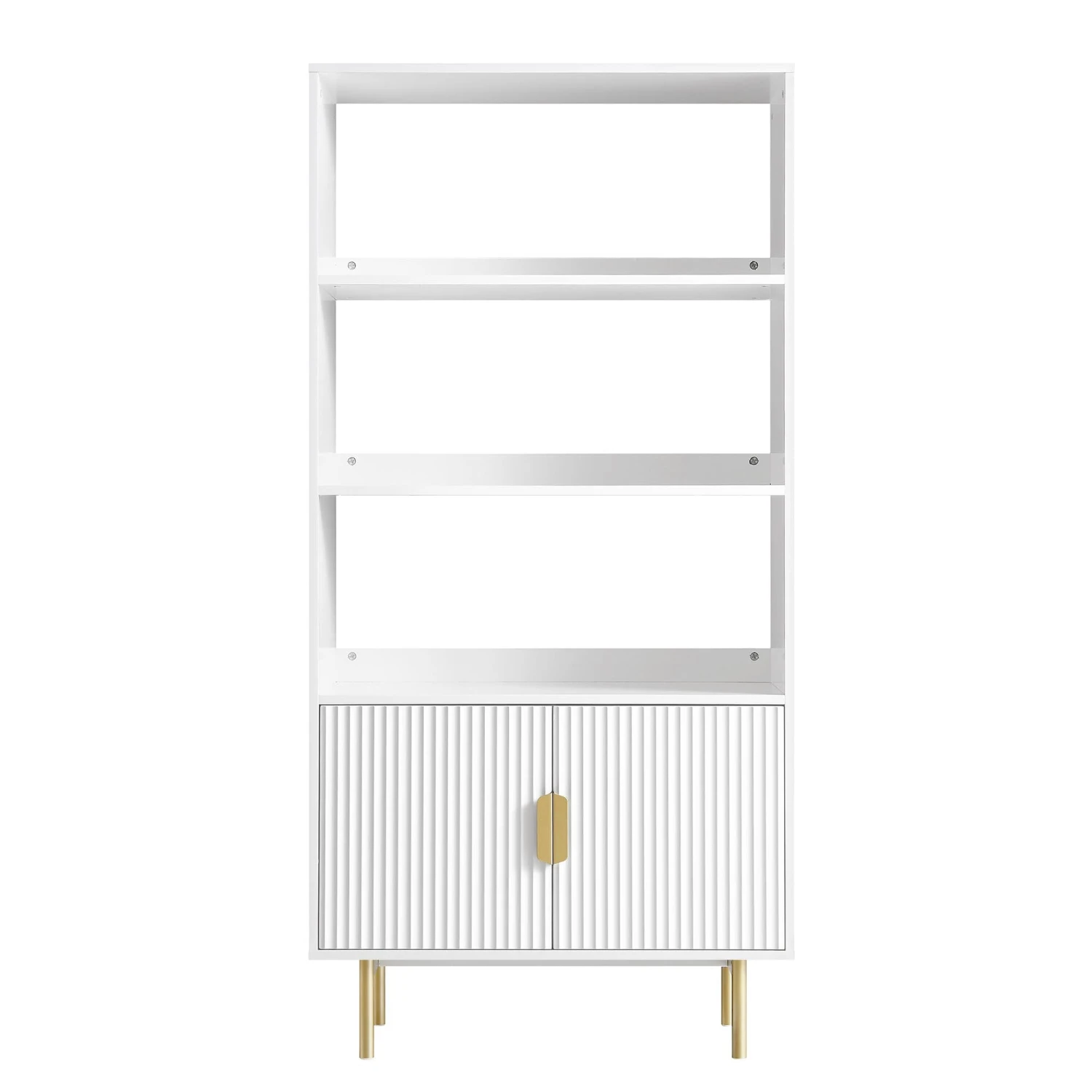 Richmond Ridged Tall Bookcase With Doors, Matte White 4 Richmond Ridged Tall Bookcase With Doors, Matte White - Image 4
