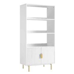 Richmond Ridged Tall Bookcase With Doors, Matte White 17 Richmond Ridged Tall Bookcase With Doors, Matte White -Daals BSD 124 WHITE WB2