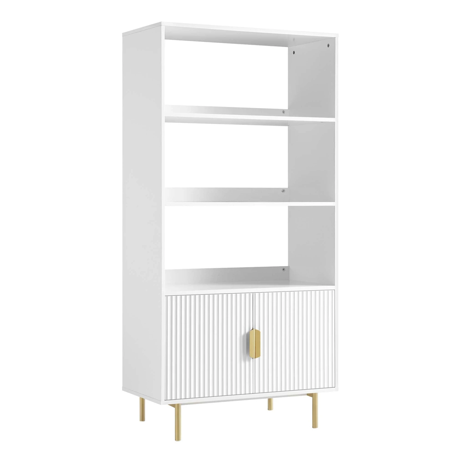 Richmond Ridged Tall Bookcase With Doors, Matte White 5 Richmond Ridged Tall Bookcase With Doors, Matte White - Image 5