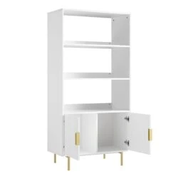 Richmond Ridged Tall Bookcase With Doors, Matte White 19 Richmond Ridged Tall Bookcase With Doors, Matte White -Daals BSD 124 WHITE WB3