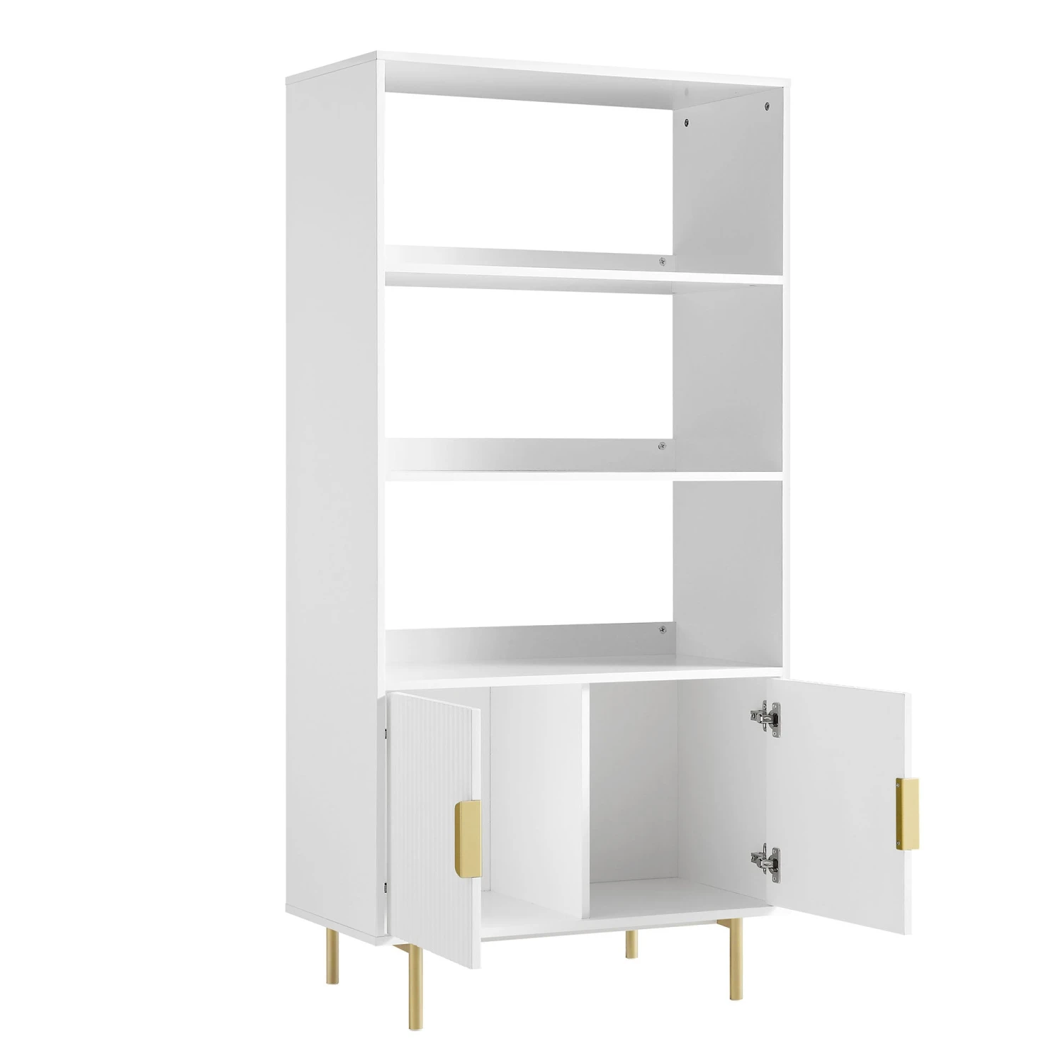 Richmond Ridged Tall Bookcase With Doors, Matte White 7 Richmond Ridged Tall Bookcase With Doors, Matte White - Image 7