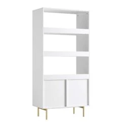 Richmond Ridged Tall Bookcase With Doors, Matte White 20 Richmond Ridged Tall Bookcase With Doors, Matte White -Daals BSD 124 WHITE WB4