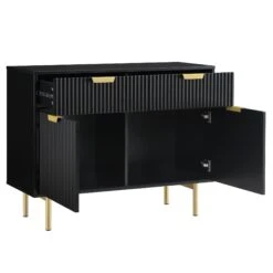Richmond Ridged 2-Door Cabinet With Drawers, Matte Black -Daals BSD 126 BLACK WB3