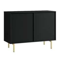 Richmond Ridged 2-Door Cabinet With Drawers, Matte Black -Daals BSD 126 BLACK WB5