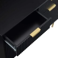 Richmond Ridged 2-Door Cabinet With Drawers, Matte Black -Daals BSD 126 BLACK detail2