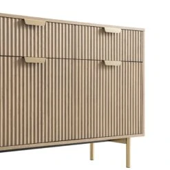 Richmond Ridged 2-Door Cabinet With Drawers, Light Ash -Daals BSD 126 LIGHTWOOD detail1