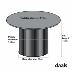 Maru Round Oak Pedestal Dining Table, Oak -Daals BSD 134 CHART