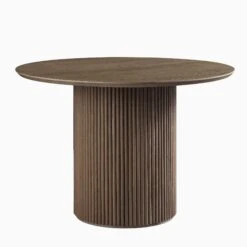 Maru Round Oak Pedestal Dining Table, Silver Oak -Daals BSD 134 SILK WB1