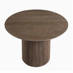 Maru Round Oak Pedestal Dining Table, Silver Oak -Daals BSD 134 SILK WB2