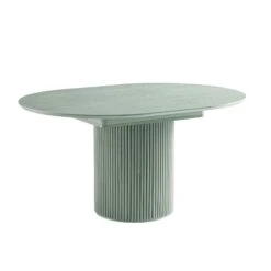Maru Round 4-6 Seater Extending Oak Pedestal Dining Table, Sage Green -Daals BSD 135 SAGE WB3