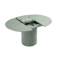 Maru Round 4-6 Seater Extending Oak Pedestal Dining Table, Sage Green -Daals BSD 135 SAGE WB4