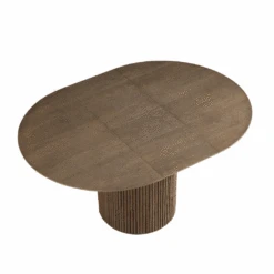Maru Round 4-6 Seater Extending Oak Pedestal Dining Table, Silver Oak -Daals BSD 135 SILK GIF