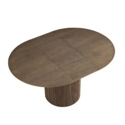 Maru Round 4-6 Seater Extending Oak Pedestal Dining Table, Silver Oak -Daals BSD 135 SILK WB1