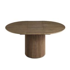 Maru Round 4-6 Seater Extending Oak Pedestal Dining Table, Silver Oak -Daals BSD 135 SILK WB2
