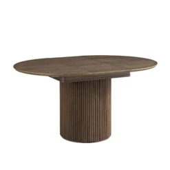 Maru Round 4-6 Seater Extending Oak Pedestal Dining Table, Silver Oak -Daals BSD 135 SILK WB3