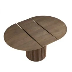 Maru Round 4-6 Seater Extending Oak Pedestal Dining Table, Silver Oak -Daals BSD 135 SILK WB5