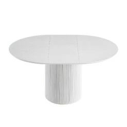 Maru Round 4-6 Seater Extending Oak Pedestal Dining Table, Washed White -Daals BSD 135 WHITE WB1