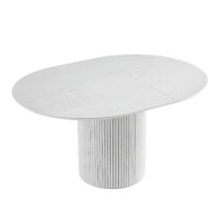 Maru Round 4-6 Seater Extending Oak Pedestal Dining Table, Washed White -Daals BSD 135 WHITE WB5