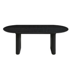 Maru Oval 6-8 Seater Extending Oak Pedestal Dining Table, Black -Daals BSD 136 BLACK WB1