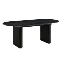 Maru Oval 6-8 Seater Extending Oak Pedestal Dining Table, Black -Daals BSD 136 BLACK WB3