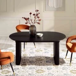 Maru Oval 6-8 Seater Extending Oak Pedestal Dining Table, Black -Daals BSD 136 BLACK scene3