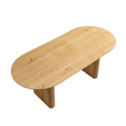 Maru Oval 6-8 Seater Extending Oak Pedestal Dining Table, Oak -Daals BSD 136 OAK WB2