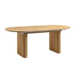 Maru Oval 6-8 Seater Extending Oak Pedestal Dining Table, Oak -Daals BSD 136 OAK WB3