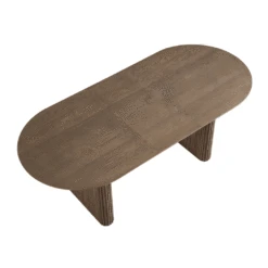 Maru Oval 6-8 Seater Extending Oak Pedestal Dining Table, Silver Oak -Daals BSD 136 SILK GIF