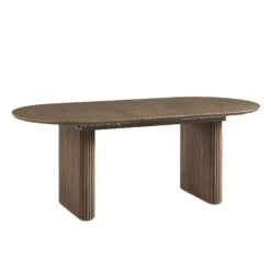 Maru Oval 6-8 Seater Extending Oak Pedestal Dining Table, Silver Oak -Daals BSD 136 SILK WB1