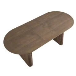 Maru Oval 6-8 Seater Extending Oak Pedestal Dining Table, Silver Oak -Daals BSD 136 SILK WB2