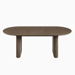 Maru Oval 6-8 Seater Extending Oak Pedestal Dining Table, Silver Oak -Daals BSD 136 SILK WB3