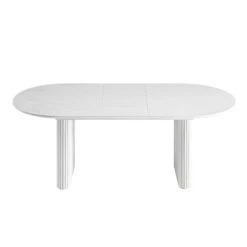 Maru Oval 6-8 Seater Extending Oak Pedestal Dining Table, Washed White -Daals BSD 136 WHITE WB1