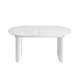 Maru Oval 6-8 Seater Extending Oak Pedestal Dining Table, Washed White -Daals BSD 136 WHITE WB4