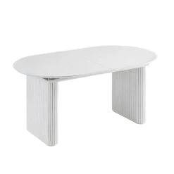 Maru Oval 6-8 Seater Extending Oak Pedestal Dining Table, Washed White -Daals BSD 136 WHITE WB5