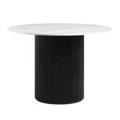 Maru Ceramic Top Black Pedestal Round Dining Table -Daals BSD 137 BLACK WB1